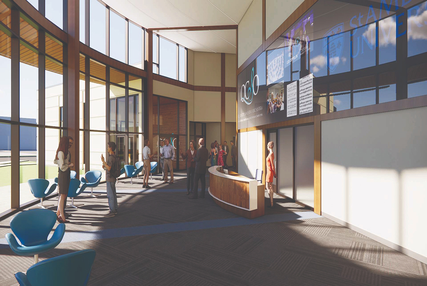 rendering of interior space with windows